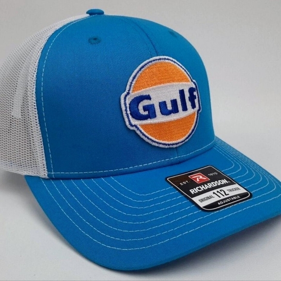 Le Mans GULF Embroidered Patch Richardson 112 Trucker Mesh Snapback Cap Racing - Picture 5 of 7